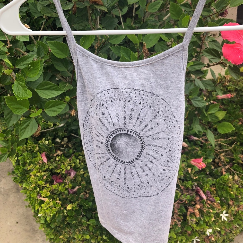 Brandy Melville Gray Cropped Criss Cross Tank Top